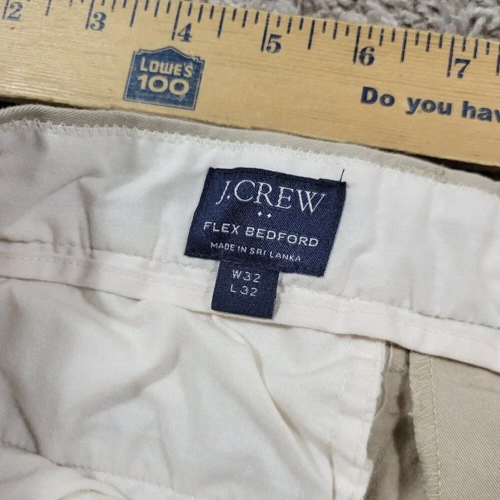 J Crew Pants Mens 32x30.5 Tag 32x32 Beige Straight Flex Bedford Preppy Chino